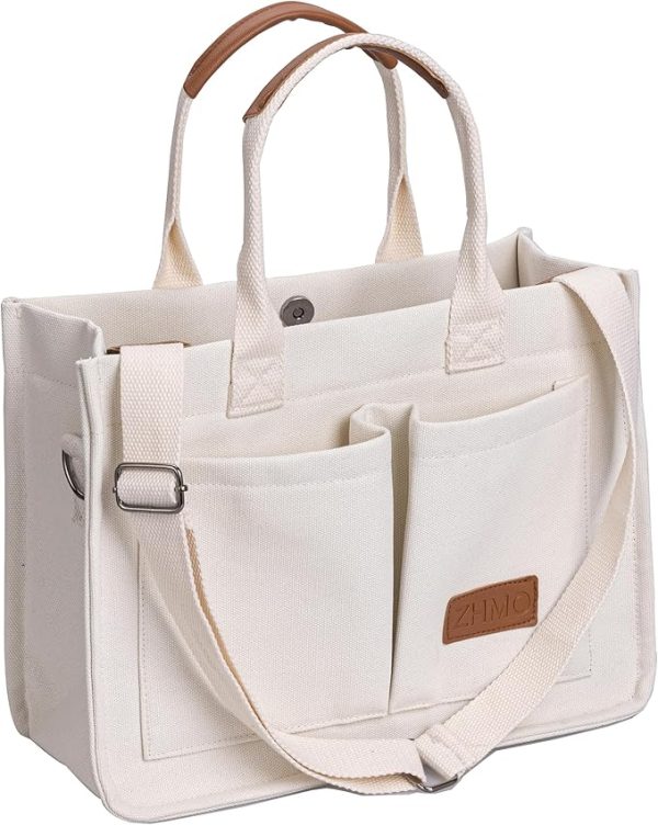 Large Canvas Tote Bag for Women,Womens Laptop Work Book Bags Crossbody Purse Handbag Shoulder Travel Messenger Gym Totes - Image 6