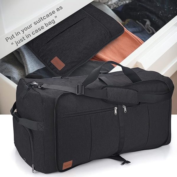 100L Travel Duffle Bag for Men, Urtala 32” Large Duffle Bag for Traveling with Shoe Compartment, Foldable Travel Duffel Bag Weekender Bag Gym Bag for Men Women Waterproof & Tear Resistant (Black) - Image 3
