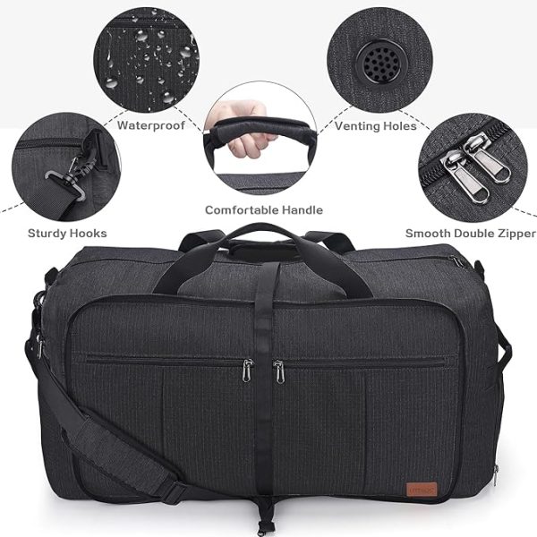 100L Travel Duffle Bag for Men, Urtala 32” Large Duffle Bag for Traveling with Shoe Compartment, Foldable Travel Duffel Bag Weekender Bag Gym Bag for Men Women Waterproof & Tear Resistant (Black) - Image 4